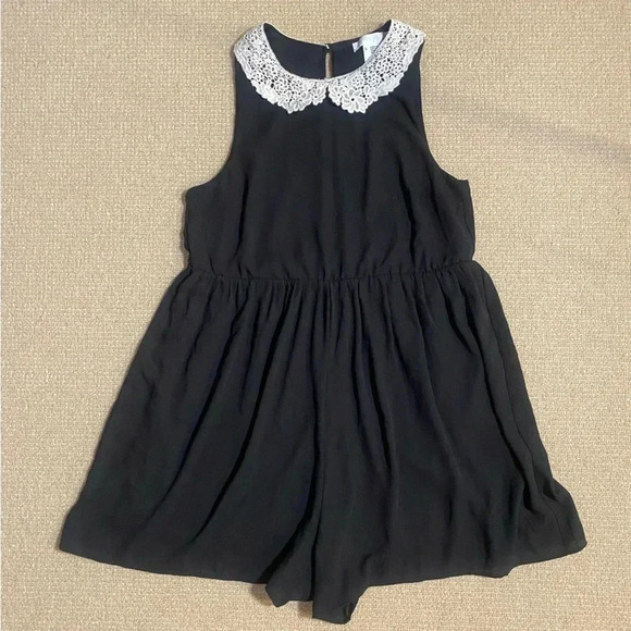Urban Outfitters Pants - Urban Outfitters Jumpsuit Shorts Black with Lace Collar Women’s Small